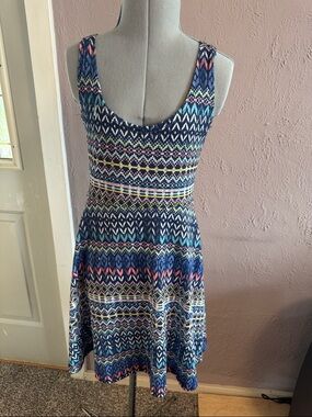 Angie Navy Multicolor Scoop Neck Mini Dress